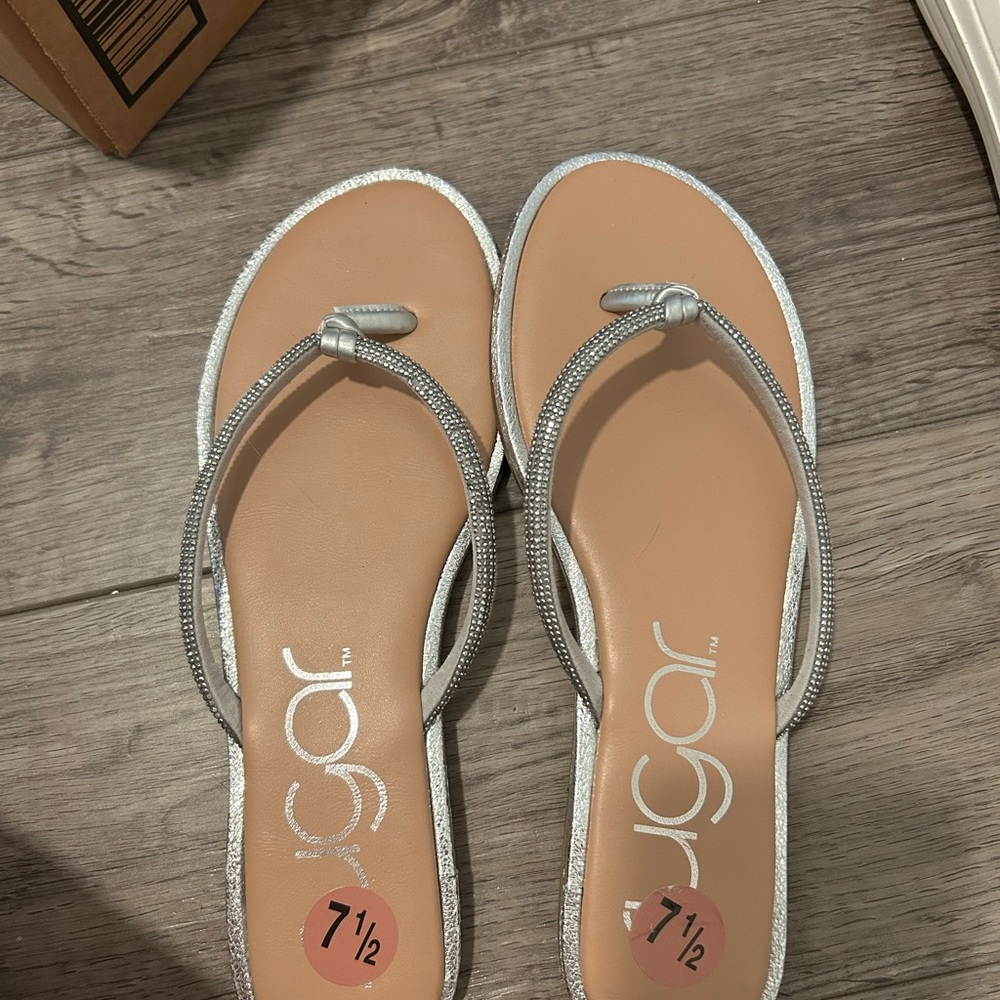 Sugar Women's Silver Thong Sandals